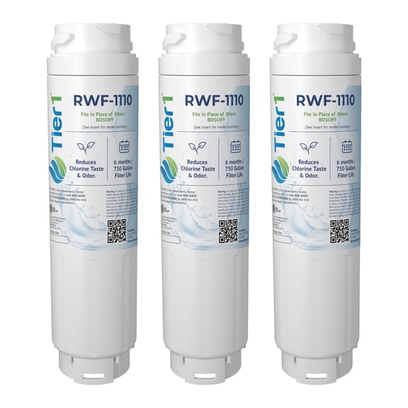 Tier1 RWF1110 9000 077104 Refrigerator Water Filter | Replacement for Bosch 644845, REPLFLTR10, UltraClarity, 11034152 Fridge Filter - Up to 18 Months Supply | Easy Install | Odor Control (3-pk)