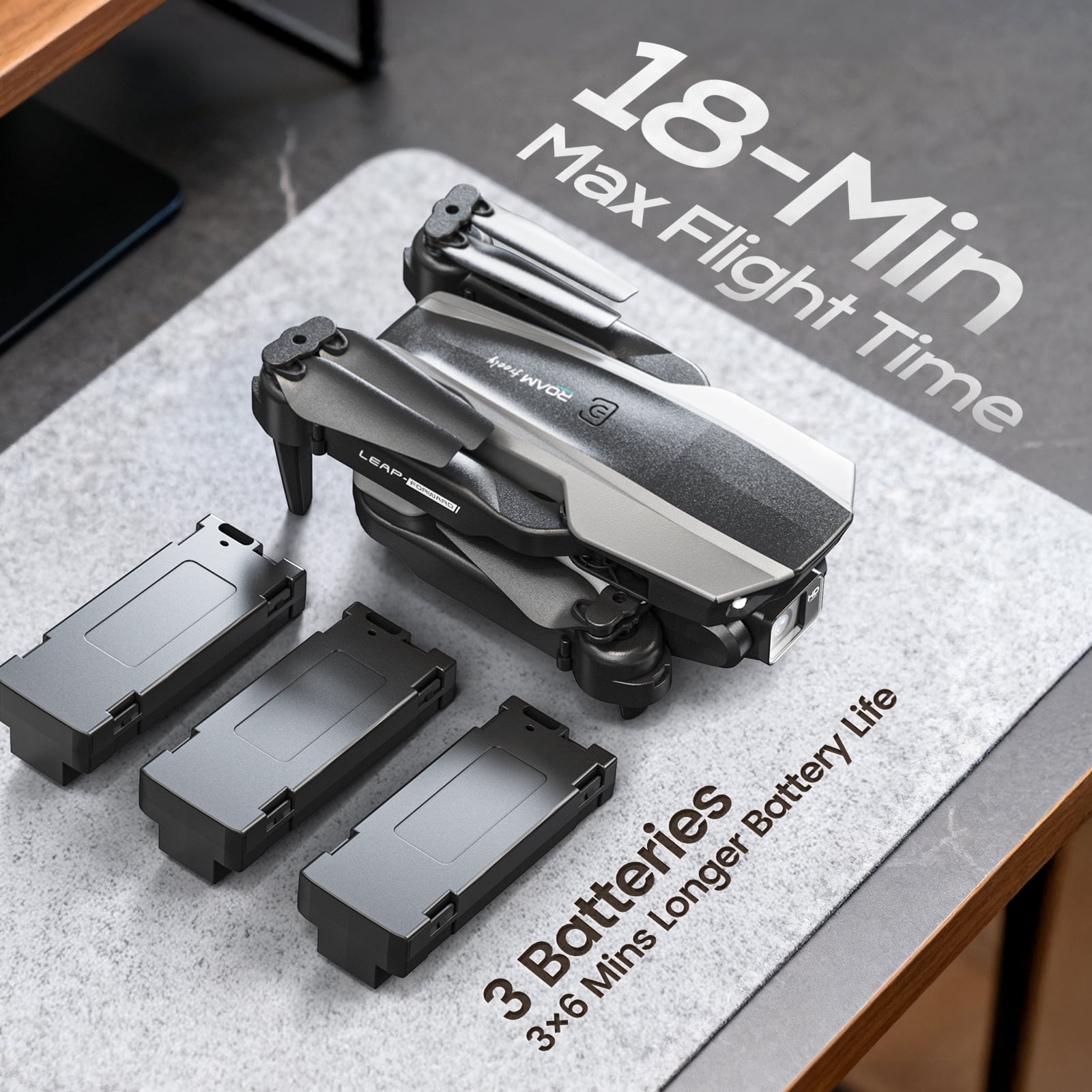 Wefone H30 Foldable Drone with Camera, Lightweight, User-Friendly, 360° Flips, Altitude Hold, Optical Flow Positioning, 3 Batteries, Black