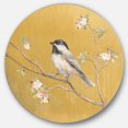 thumbnail image 1 of Designart 'Gold Bird on Blossoms IV' Farmhouse Metal Circle Wall Art, 1 of 3