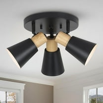 Industrial Flush Mount Ceiling Light Fixture, 3-Lights Multi-Directional Rotating Ceiling Lamp, Metal Black Kitchen Light Fixtures Ceiling Mount, Vintage Bedroom Ceiling Lights for Hallway