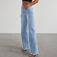 thumbnail image 4 of Patlollav Womens New Fashionable High Waistband Pocket Comfortable Straight Leg Wide Leg Mop Jeans, 4 of 7