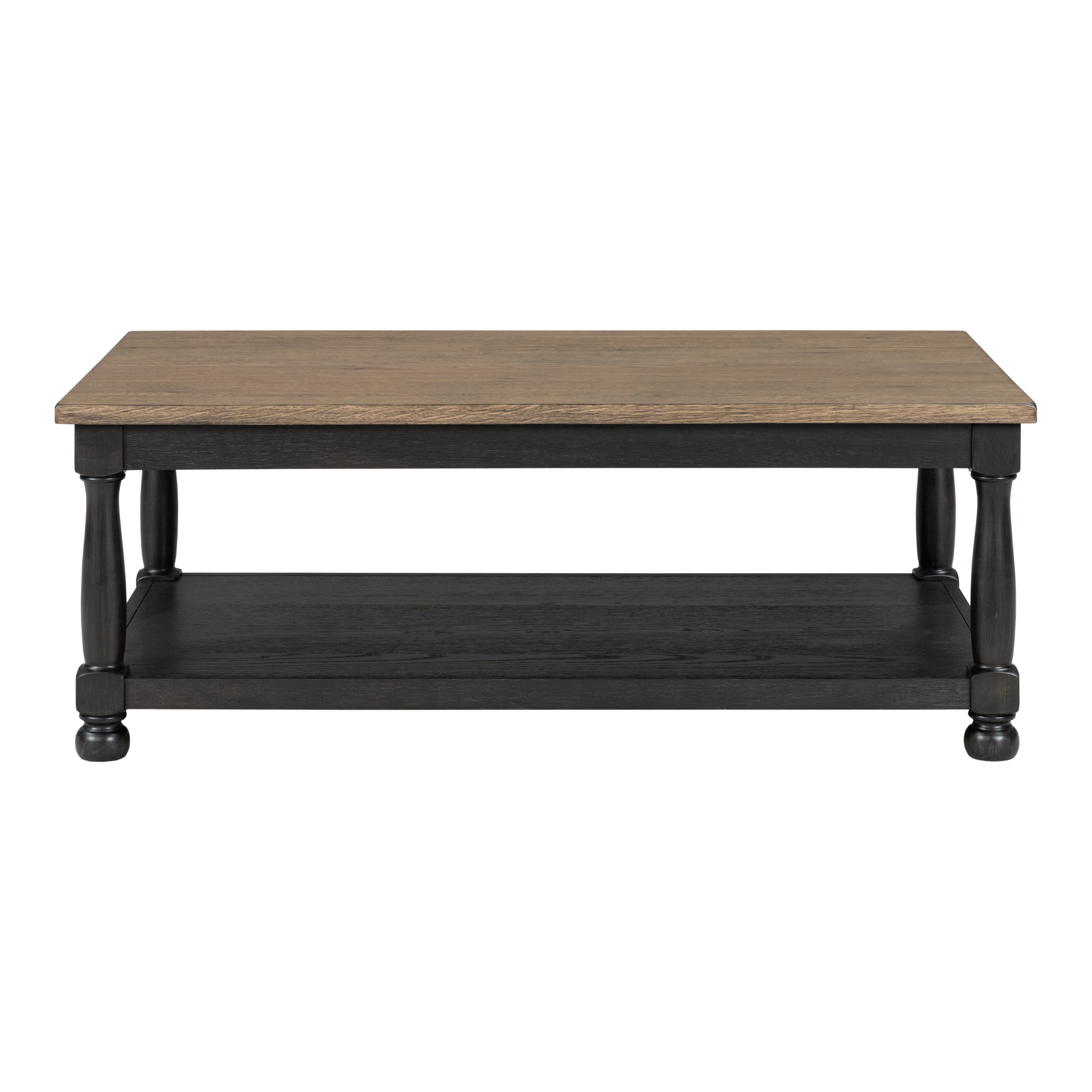 Furniture of America Millers Modern Solid Wood Coffee Table with Open Shelf, Weathered Black