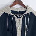 thumbnail image 5 of Men's Colorblock Short Sleeve Hoodie T-Shirt | Cotton Blend Pullover Hooded Top | Crewneck, Athletic Fit, Kangaroo Pocket | Breathable, Stretch Fabric | Casual Daily, | Zenithor,Navy 3XL, 5 of 9