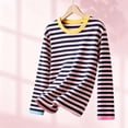 thumbnail image 6 of FSYBOA Girls Long Sleeve Shirts Size 10, Fall Casual Crew Neck Striped Kids Pullover Tops, 6 of 8