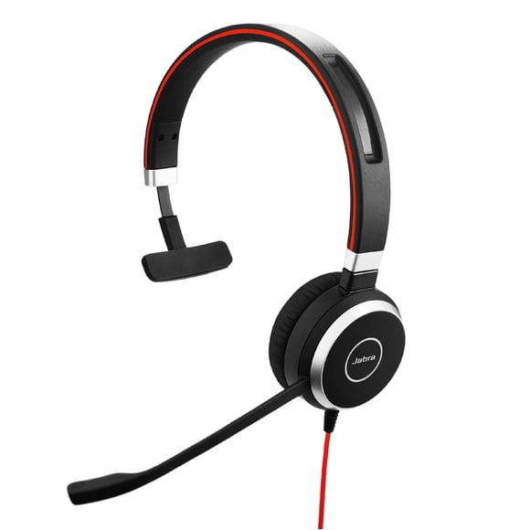 Jabra Evolve 40 UC Auriculares profesionales con cable, mono: auriculares telefónicos para mayor productividad, sonido superior para llamadas y música, conexión Jack/USB de 3,5 mm, diseño cómodo duran