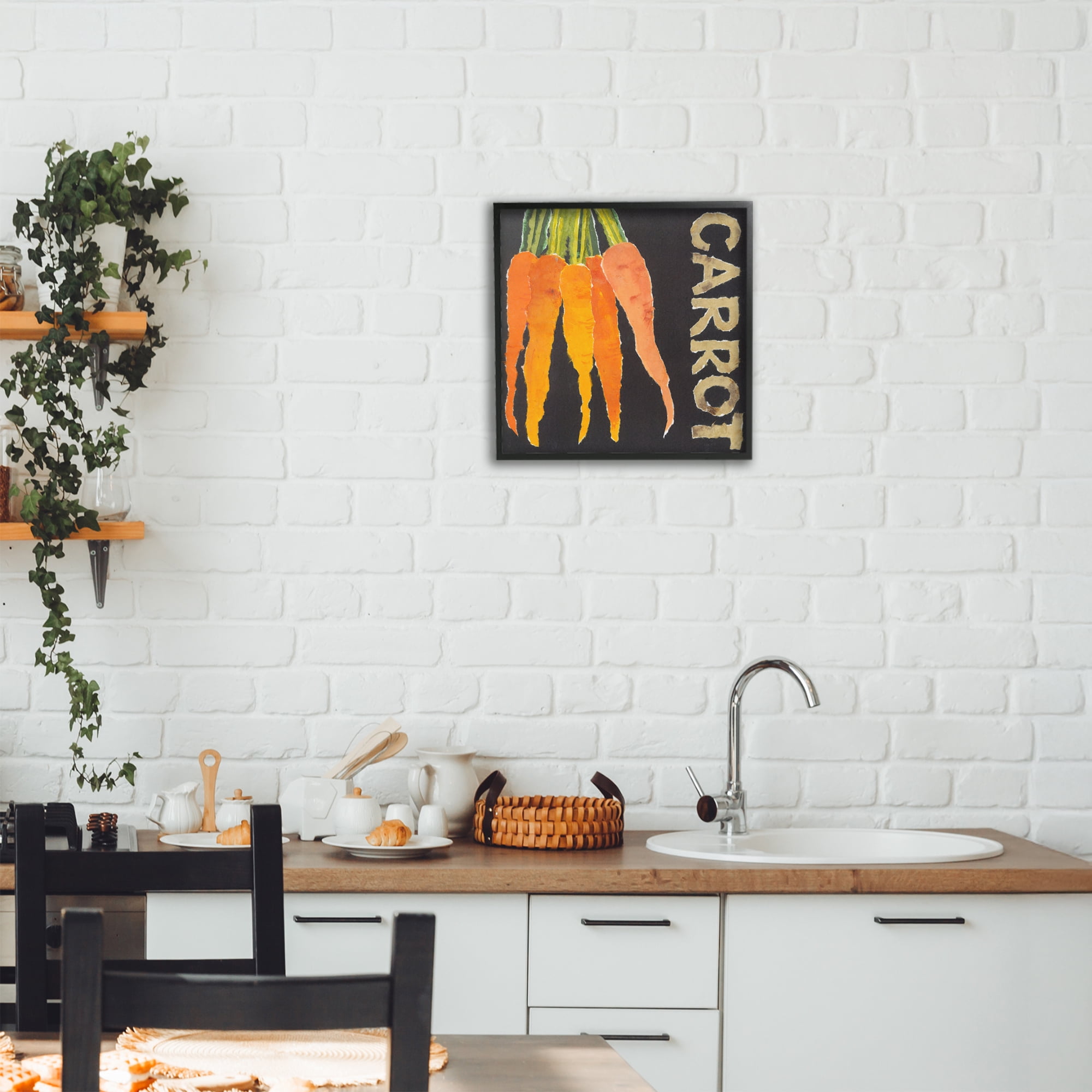 Stupell Industries Carrot Root Vegetable Black Framed Giclee Art, design by Nancy Overton