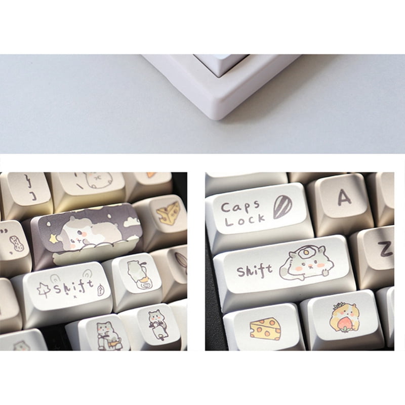 132 Keys Cute Mouse Theme Keycaps XDA Profile Key Caps English for 61/64/68/84/87/96/98/104 Mechanical Keyboard Keycaps