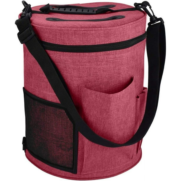 Bolsa organizadora de hilo, soporte portátil para bolas de hilo de ganchillo, ligero y fácil de transportar, bolsa de ganchillo con cremallera y bolsillos para viajar a casa (accesorios no incluidos)