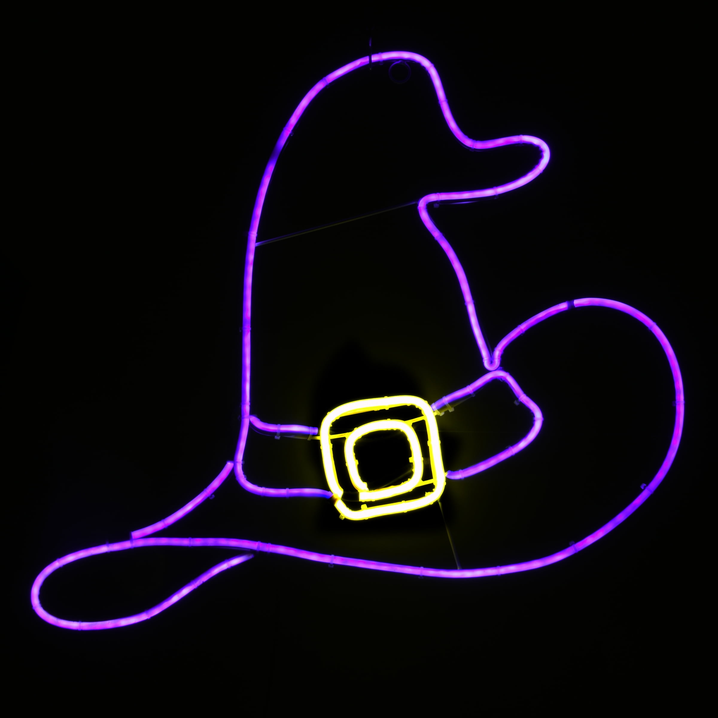 2D Neon White Witch Hat with LED Lights 