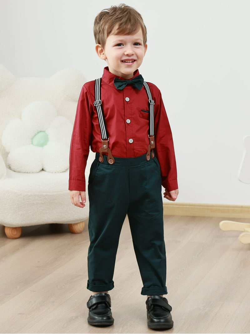 CARETOO Baby Boy Clothes Set Toddler Formal Dress Shirt Bowtie