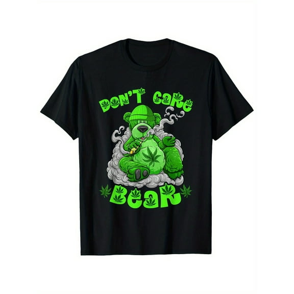Men'S Graphic Tee - "Don't Care About Beer" Smoking Bear Design, 100% cotton, machine washable, Men'S and women'S T-shirts, Gifts for men'S and women'S Mom and Dad friends, S-XXXL, black