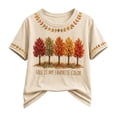 thumbnail image 5 of BODOAO Women's Fall Graphic Tee Short Sleeve Crew Neck T Shirt Autumn Tree Print Casual Thanksgiving Top for Women Vintage Holiday Everyday Summer Fashion Wear Beige L, 5 of 6