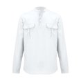 thumbnail image 2 of Rggeeun Men Tshirts Solid Color Turndown Collar Short Sleeve Top Tee Casual Loose Fit Comfortable Daily Wear Spring Summer Outdoor Relaxed Clothes,White,XXXL, 2 of 7