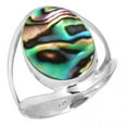 thumbnail image 1 of 925 Silver Ring For Women - Girls Multicolor Natural Abalone Shell Stone Silver Ring Size 13 Elegant Silver Ring Size 13 Gift For Girl Friend On Engagement 925 Gemstone Silver Jewelry, 1 of 6