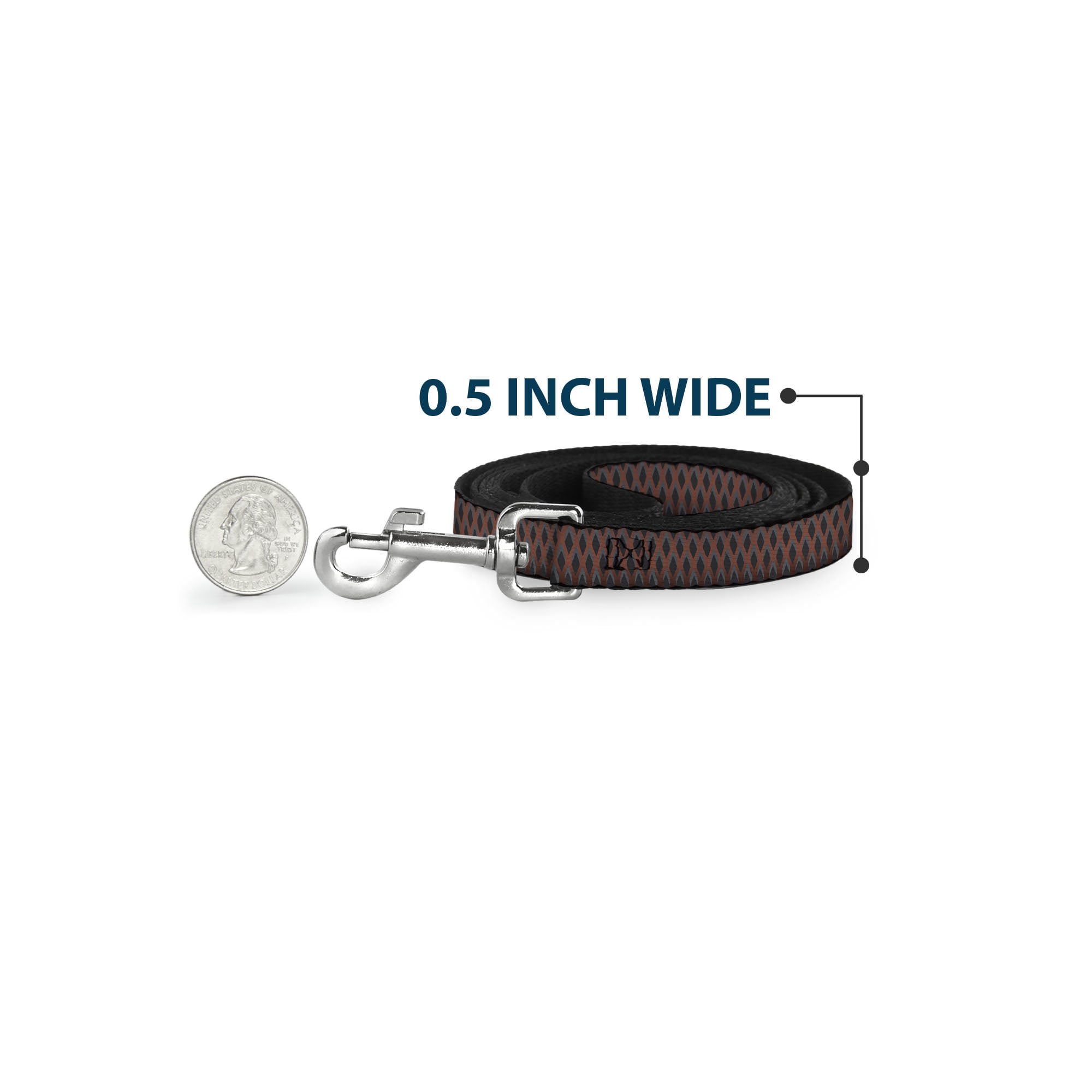 Buckle-Down Pet Leash, Dog Leash, Mesh Black Brown, 6 Feet Long 1.0 Inch Wide