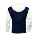 thumbnail image 4 of QHRMKOG Hoodies for Men Loose Fit Color Block Hooded Sweatshirts Casual Long Sleeve Drawstring Pullover Hoodie Fall Warm Tops with Pockets White L, 4 of 5