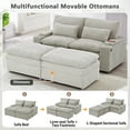 thumbnail image 4 of Harper & Bright Designs Loveseat Sofa with Two Movable Ottomans, Free-combined Sectional Convertible Sofa Bed with Storage, Chaise Indoor Lounge with USB Ports and Cup Holders, Grey, 4 of 17
