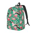 thumbnail image 1 of Disketp Tropical Flamingo print Canvas Backpack Lightweight Travel Daypack Student Rucksack Laptop Backpack-Medium, 1 of 5