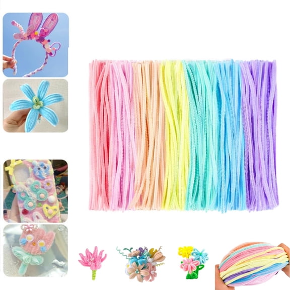 200Pack of Flowers Craft Supplies,HYG Assorted Colors Chenille Sticks,Craft Pipe Cleaners,DIY Projects Decoration for DIY Art Project