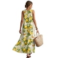 thumbnail image 2 of Xixirimido Butterfly Lemon Floral Print Sleeveless Maxi Dresses for Women Elegant A-line Flowy Dress with Pockets Casual Summer Dresses Beach Vacation Resort Wear, Size XL, 2 of 7