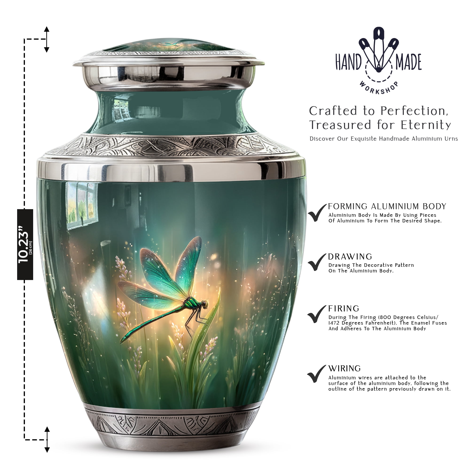 Dragonfly Urn For Human Ashes Adult Female - Large Urns For Human Ashes - Decorative Ash Holder For Mom - Funeral Urns For Women ( Size:-10 Inch 1pc )