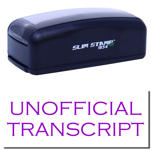 Large Pre-Inked Unofficial Transcript Stamp, Slim 1854, Ultra Slim Design, Impression Size 1-13/16" by 2-1/2", Up to 25,000 Impressions - Purple Ink