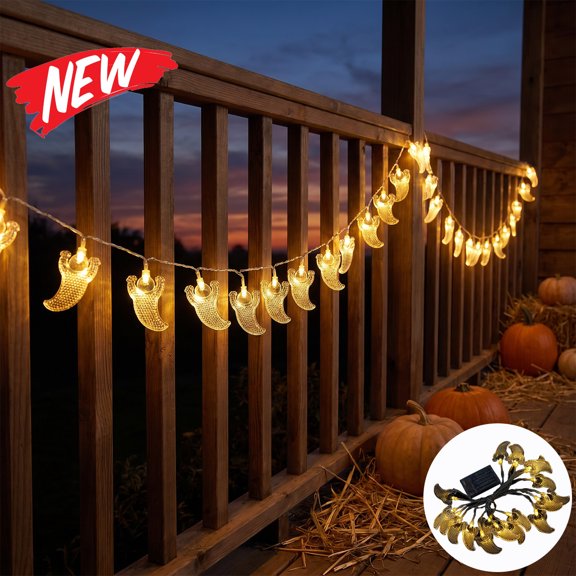 Halloween Decorations Savings, Tarmeek Halloween Decor Ghost LED Light String, Battery Operated Transparent Plastic 3M 20 Lights, Waterproof Indoor Home Halloween Decorative Light for Holiday Party