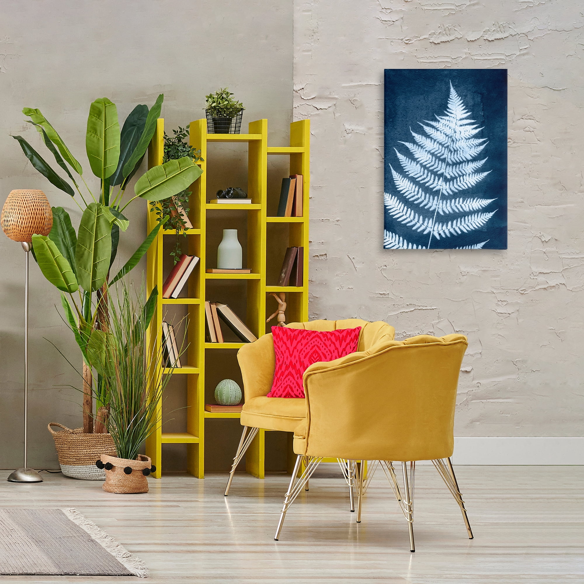 Stupell Industries Blue Natural Fern Botanical & Floral Painting Gallery Wrapped Canvas Art Print Wall Art, 20 x 30