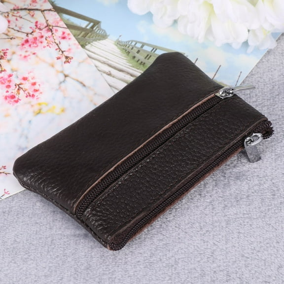 Raindrops 1Pack Coffee Color Small Wallet Pouch with Zipper Money Bag for Daily Use School Work Outings 4.3x3in