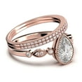 thumbnail image 2 of Dazzling Boho & hippiepie 2.25 Carat Pear Cut Diamond Moissanite Engagement Ring, Wedding Ring, Two Matching Band in 925 Sterling Silver With 18k Rose Gold Plating, Birthday Gift, 2 of 4