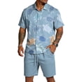 thumbnail image 2 of Mens Summer Short Sets Beach Shorts Sleeve Button Down Shirts Casual Hawaiian Shirt and Shorts Outfit, 2 of 6