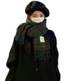 thumbnail image 2 of Eoperou Women Winter Scarf Retro Tassel Decor Thick Warm Soft Cozy Wide Long Color Matching Wimdproof Neck Protection Washable Outdoor Shawl Shoulder Wrap, 2 of 7