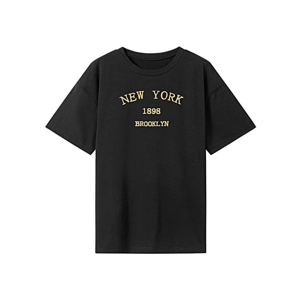 Camiseta para mujer Ropa de verano Camiseta clásica con cuello redondo para vacaciones, compras, trabajo M