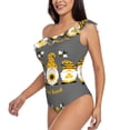 thumbnail image 2 of Gaeub Bee Kind Women's One Shoulder Ruffle Tummy Control Swimwear for Swimming Surfing Beach Party - Medium, 2 of 8