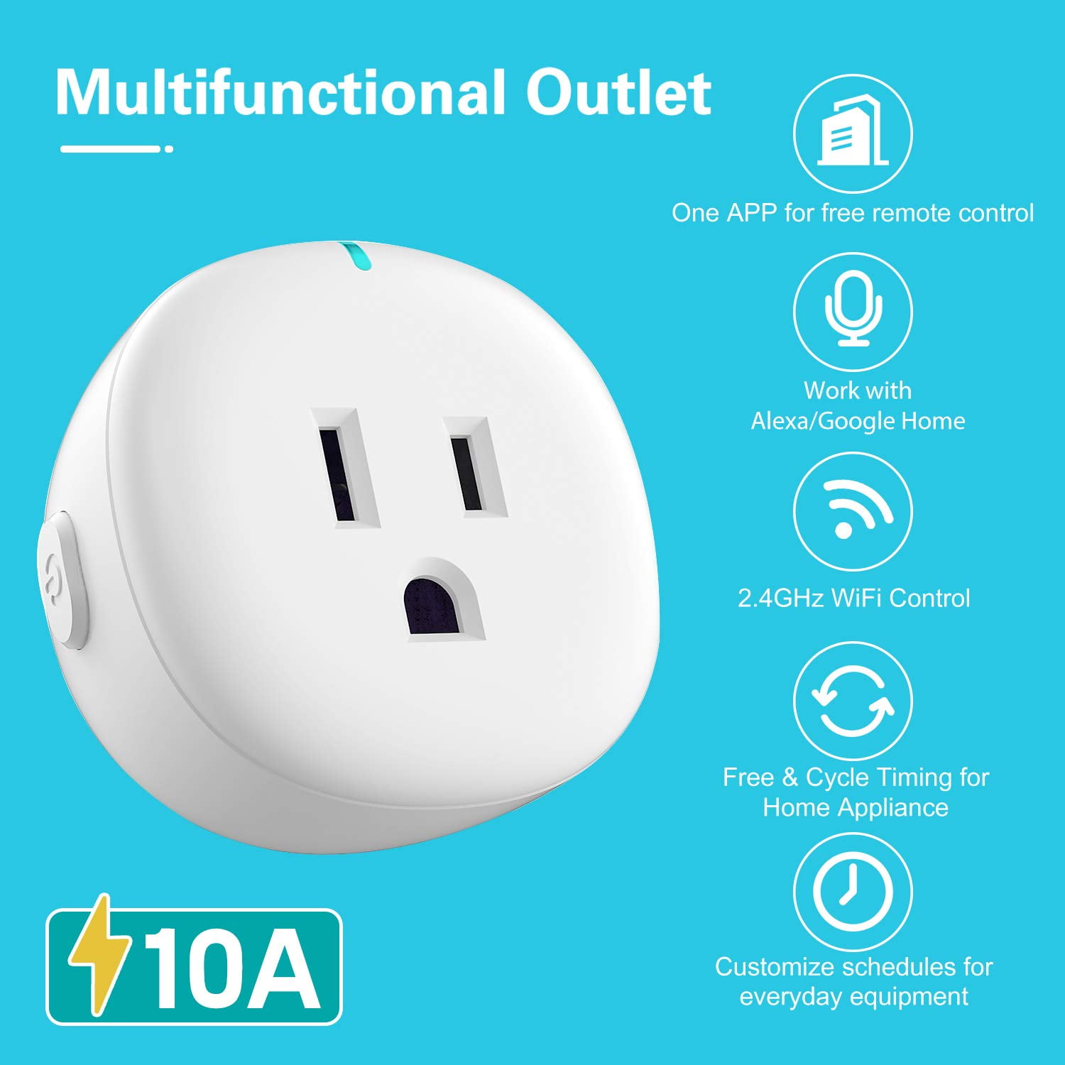 BESTEK Smart Plug,Wi-Fi Enabled Mini Outlet Smart Socket,Touch Switch 10A  1250W Max Works with Alexa,Google Home & IFTTT,No Hub Required - 2 Pack