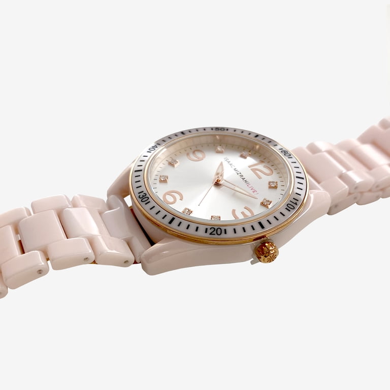 Isaac Mizrahi Live! Women's Analog Watch with Round Case, Rubber