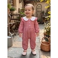 thumbnail image 3 of RUINIXCW Newborn Baby Girl Spring Fall Winter Outfit Plaid Gingham Romper Peter Pan Collar Long Sleeve Jumpsuit Infant Baby Girl Essentials Clothes, 3 of 10