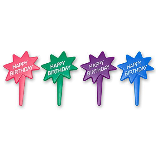 Decopac Happy Birthday Decopic Cupcake Picks 12 Count Walmart Com