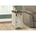 thumbnail image 2 of Antique White &amp; Brown Veneer Narrow Accent End Side Table for Bedroom Living Room Nightstand with Cabinet Storage &amp; Beveled Top - 11.75" W x 21.75" L x 24.25" H, 2 of 5