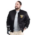 thumbnail image 2 of Men's G-III Sports by Carl Banks Black Pittsburgh Penguins Adaptive Bold Logo Satin Full-Snap Varsity Jacket, 2 of 5