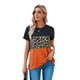thumbnail image 4 of ABPHQTO Camiseta de mujer de manga corta color block con estampado de leopardo azul, 4 of 5
