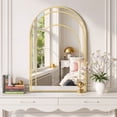 thumbnail image 2 of Blorly Bathroom Mirror, 24"X36" Inch Gold Wall Vanity Arch Mirror, Rounded Arch Mirror, Anti-Rust, Tempered Glass, Hangs Vertically, 2 of 9