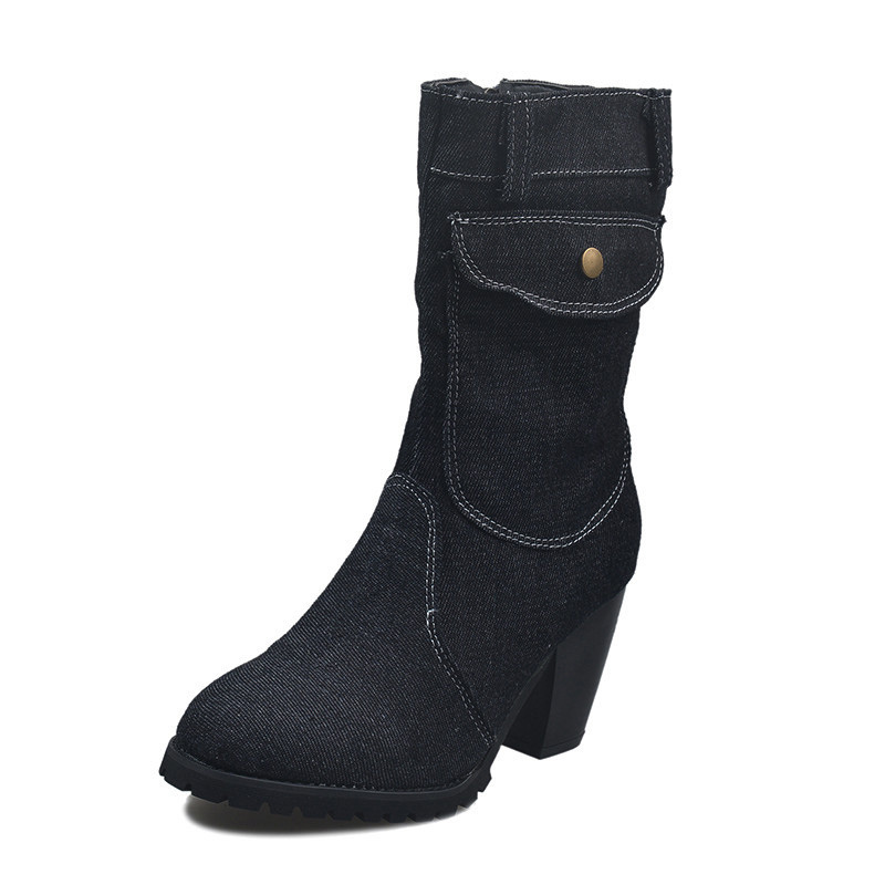 round toe mid calf boots