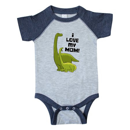 

Inktastic I Love my Mom with Baby and Mommy Brontosaurus Gift Baby Boy or Baby Girl Bodysuit