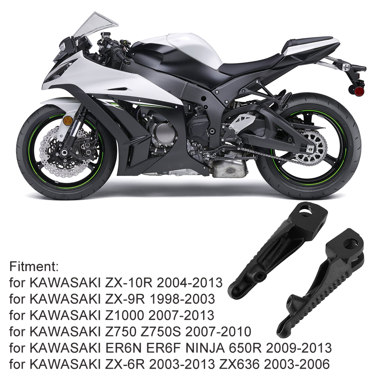 1Pair Motorcycle Front Foot Pegs Footrest for ZX‑6R ZX‑7R ZX‑9R ZX