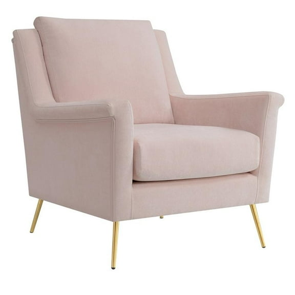 Bowery Hill 19.5" Mid-Century Fabric Upholstered Accent Chair in Blush Pink