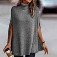 thumbnail image 2 of BXINGOHAI Poncho à Col Roulé pour Femmes, Automne Hiver 2024, Mode, Pull Décontracté, Gris, m, 2 of 6