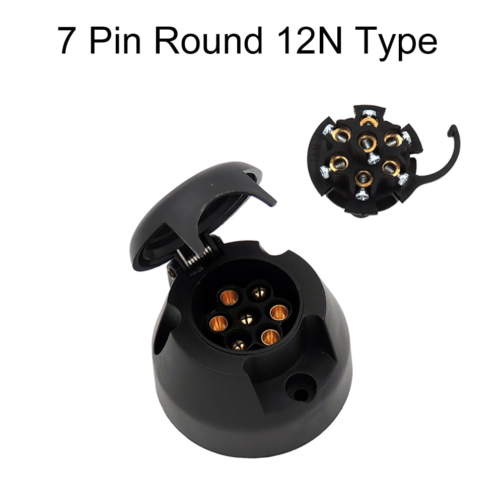 Farfi 12V Round 7 Pin Waterproof Plug Adapter Tow Bar Electrical