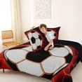 thumbnail image 4 of Manfei Football Sport Queen Comforter Set For Boys,Ball Games Pattern Comforter Sets Queen,Red Black,Black Reversible,3 Pieces,1 Comforter and 2 Pillowcases, 4 of 8