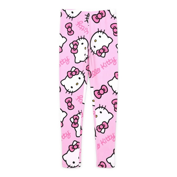 Hello Kitty Girls Logo and Bows Graphic Leggings, Sizes 4-16